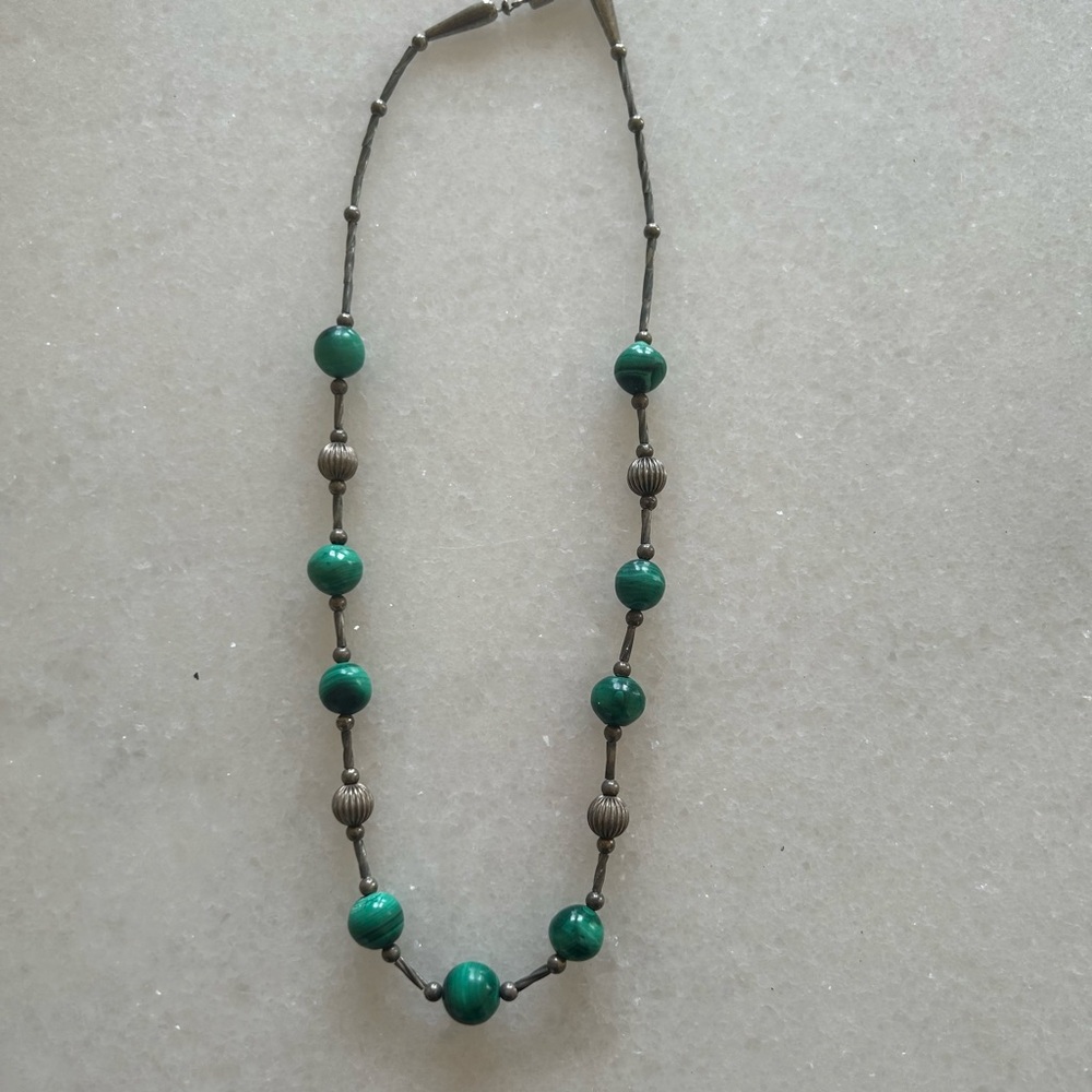 Green and Silver Beaded Necklace